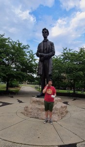 Daniel (on the phone) and honest Abe