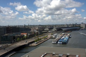 Amsterdam harbor from our hotel room