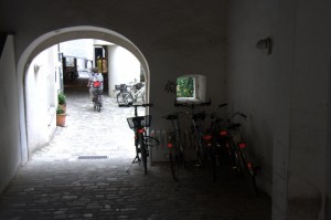 Bikes in the archway