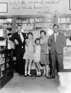 Albert Kessler, Ruth Baron, Little Mildred Baron, Mildred Baron Chernoff, Sam Baron at Ambler Drug