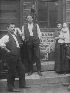 Alexander Baron, unknown neighbor, Esther Harriet Baron, Gertrude Baron Kessler, age 13 mos, 1907