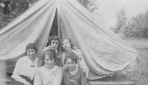 Gertrude Harrison Levy (left), Lillian Baron Hoffmen center front, possibly Betty Harrison Levy right front. WWI era