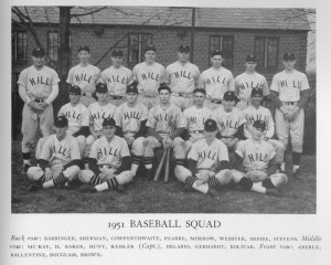 Hill School baseball, 1951, Baron Kessler 2nd row center (with bats)