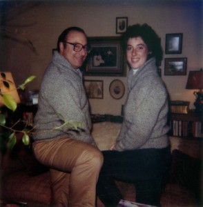 Baron Kessler, Laurie Kessler, showing off the "team" sweater