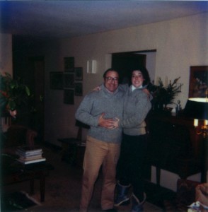 Baron Kessler, Laurie Kessler, showing off the "team" sweater