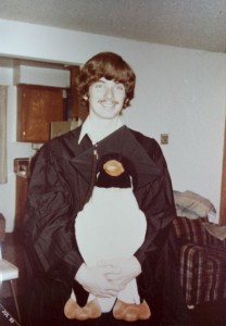 Albert (Bart) Kessler and penguin, UCSB graduation 1983