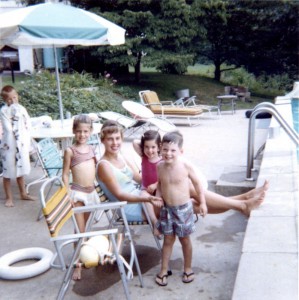 Audrey Kessler Pierson, Katherine Vaughan Kessler, Laurie Kessler, Albert (Bart) Kessler, Mary's pool