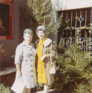 Gertrude Baron Kessler and unknown, April 1971