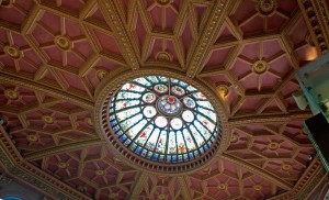 Ceiling stained glass and woodwork