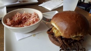 Sliced briscuit and homemade slaw for lunch