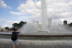 Daniel photographs the Point Park Fountain