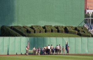 The boy scouts bring the flag for the anthem