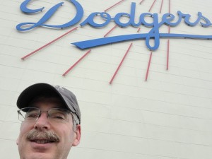 Bart under the Dodgers sign