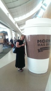 Marion finally finds a decent sized cup of coffee