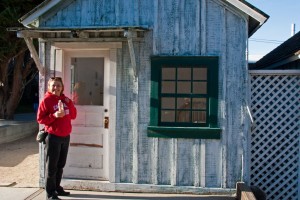 Marion by the cannery workers 'house', Cannery Row