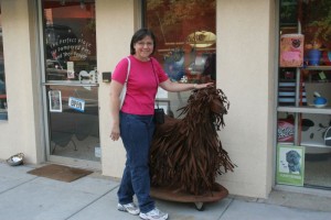 Marion in front of The Furry Beastro 