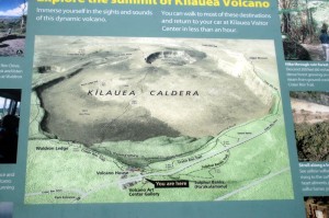 What the caldera and crater look like from the air