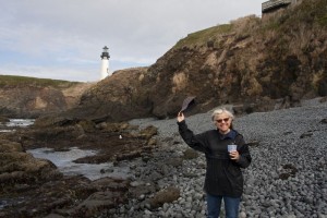 Marion enjoys the rocky beach