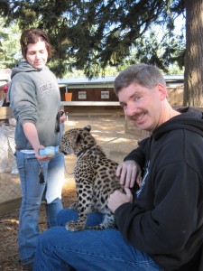 Bart pets the leopard cub