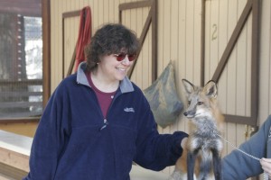 Marion pets the fox