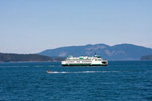 A ferry heads out (not ours)