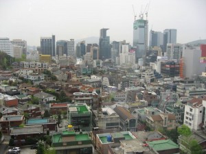 Seoul from the elevator lobby