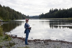 Marion at the river at Rialto Beach