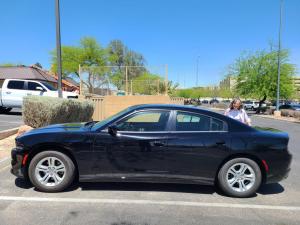 Our fast black rental car